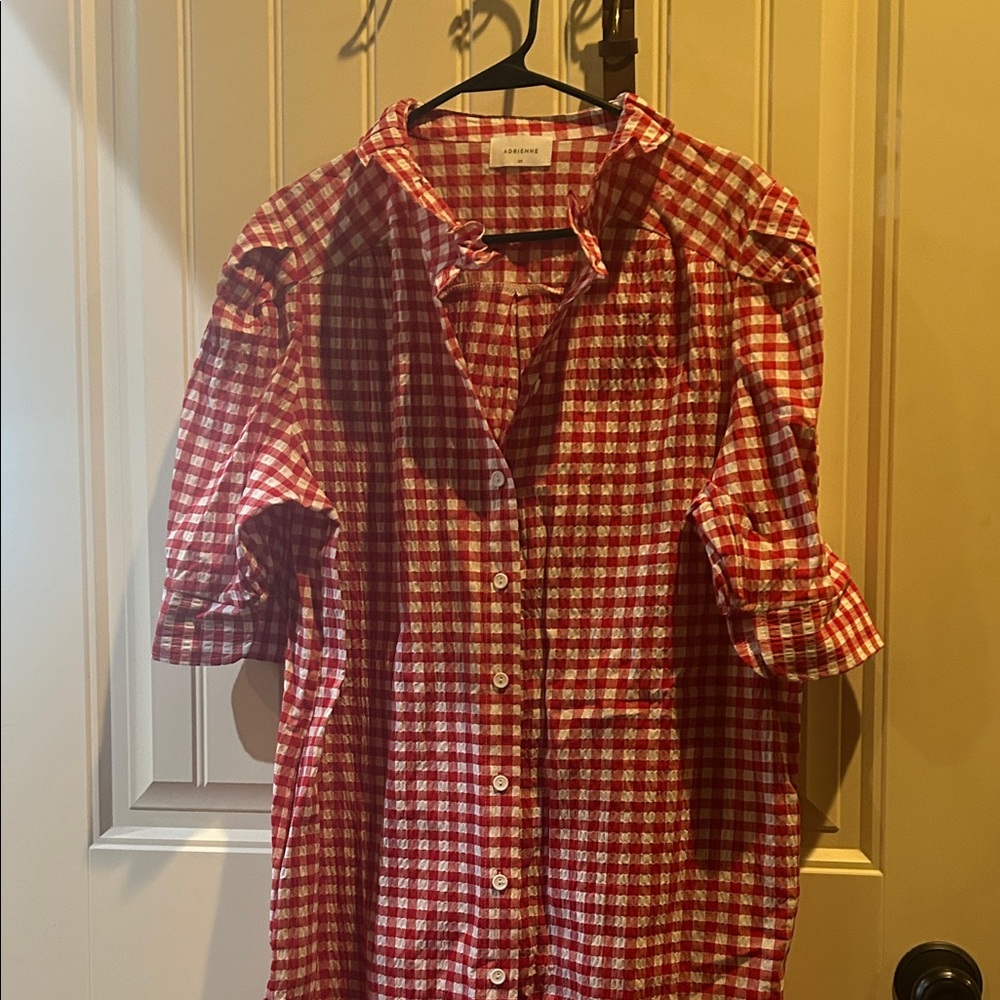 Adrienne Red and White Checkered Top